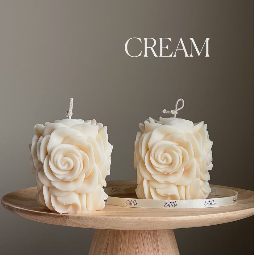 Rose Flower Candle/ Cream