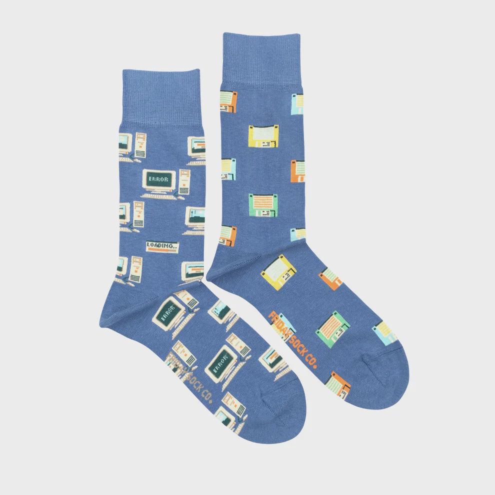 Men&#39;s Floppy Disk &amp; Old Computer Socks