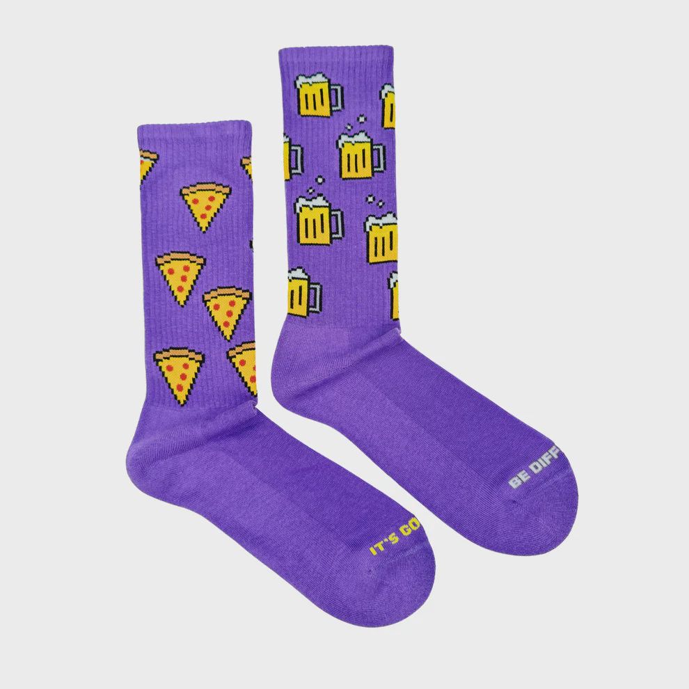 Men&#39;s Pixel Pizza &amp; Beer Athletic Socks