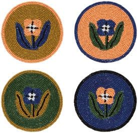 Coaster Set/4 Beaded Teppi