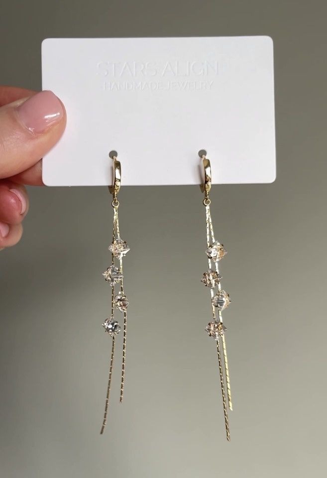 Gold fringe hoop earrings