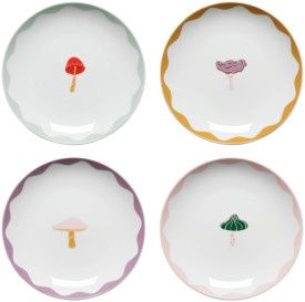 Set/4 Mushroom Gems Appetizer Plates