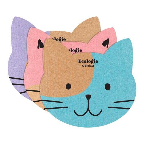 Set/3 Swedish Dishcloth, Design: Cats
