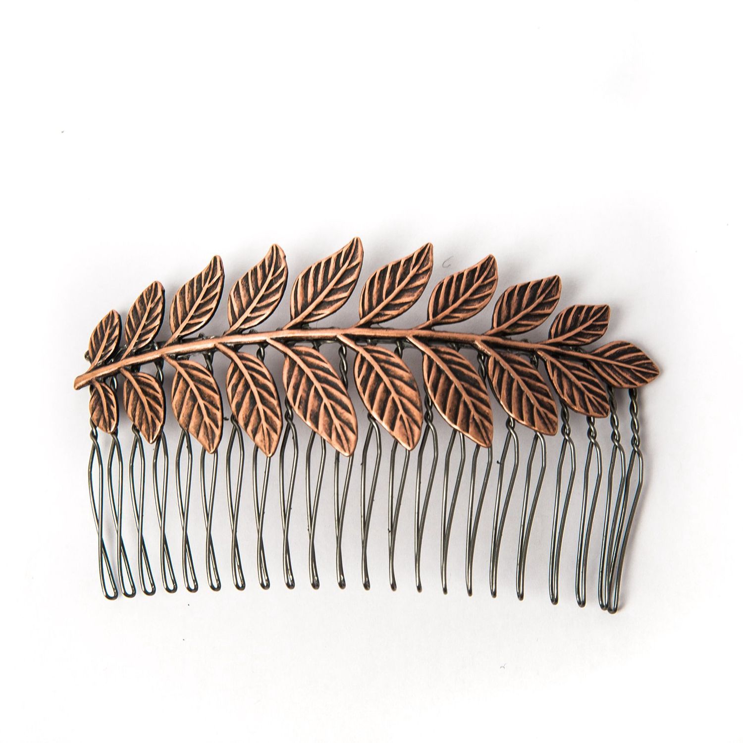 Large Leaf Hair Comb, Colour: Copper