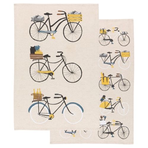 Set/2 Cotton Dishtowels, Design: Bicicletta