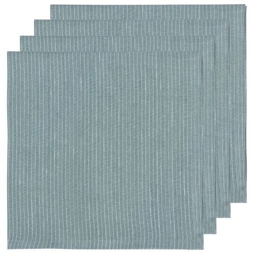 Set/4 Napkins Linen, Design: Pinstripe Lagoon