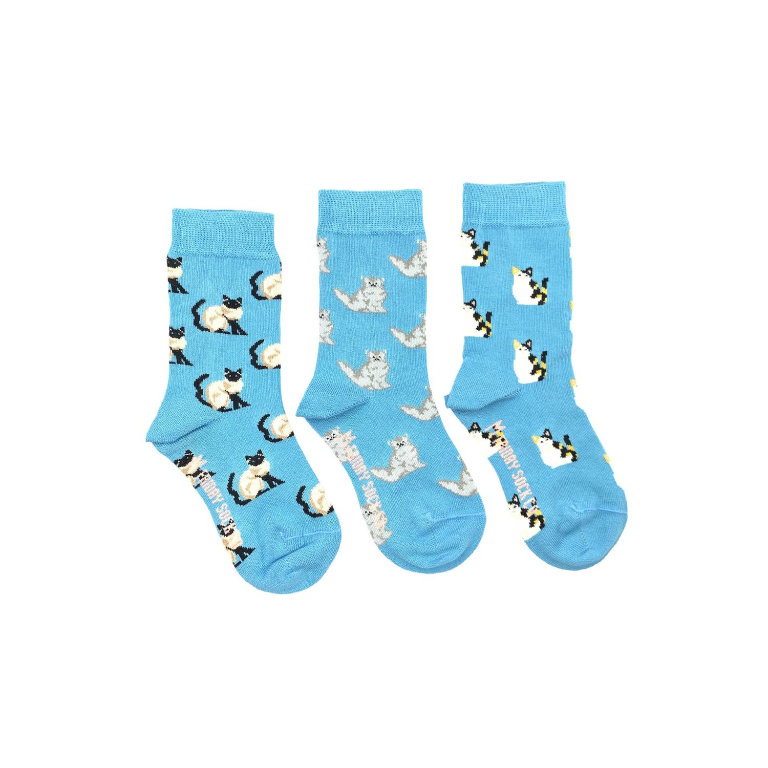 Kid's Three Cat Socks, Size: Age 8 - 12