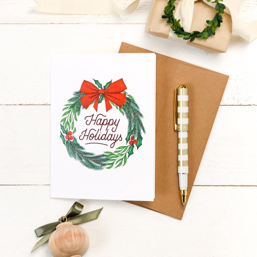 Holiday Wreath Card Set, Quantity: Set of 5