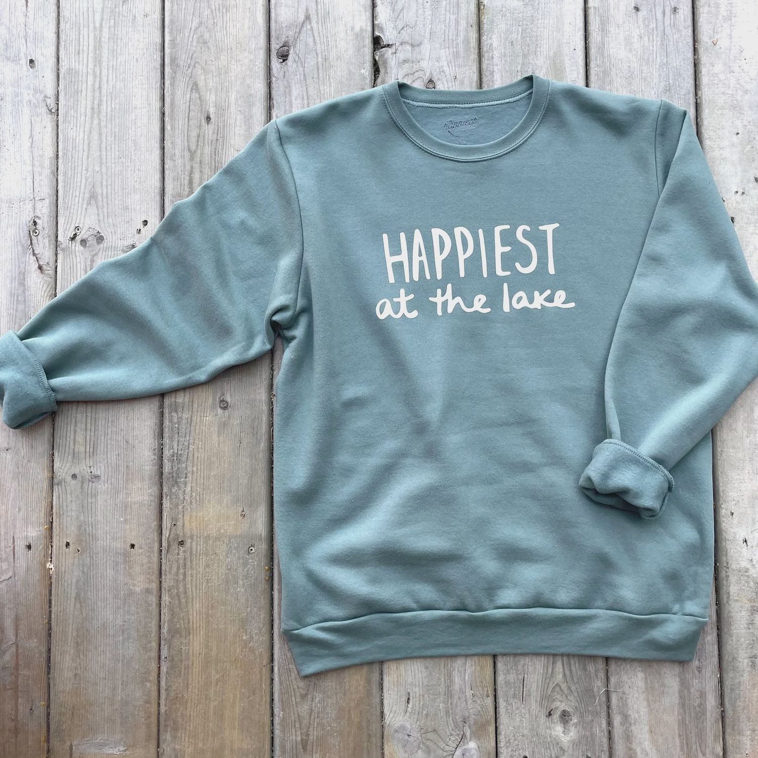 Happiest at the Lake- Crewneck, Colour: Sage Green, Size: S