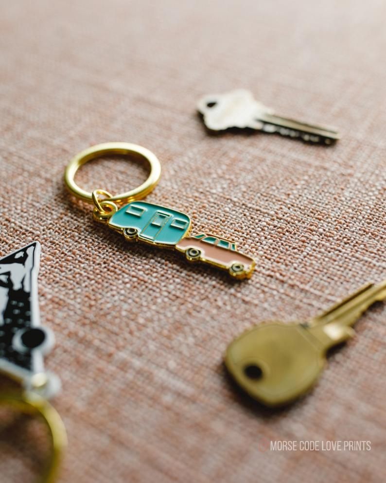 Enamel Keychain, Design: Happy Camper