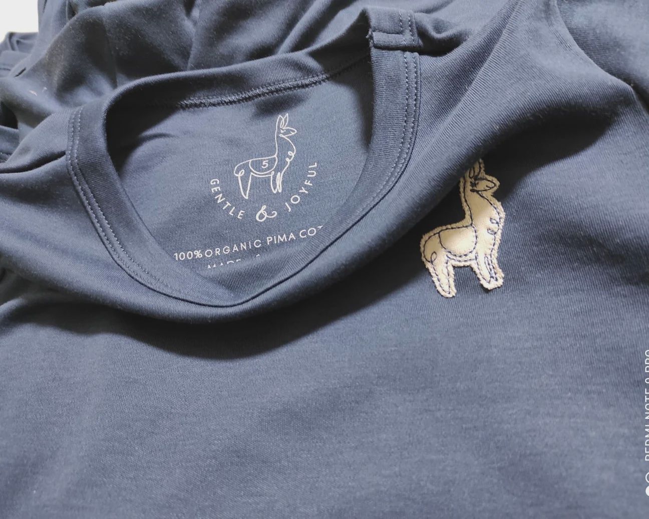 ORGANIC PIMA COTTON LLAMA TEE, Colour: marino, Size: 6