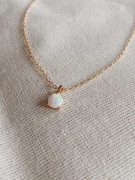 Opal Dot Necklace, Color: Gold