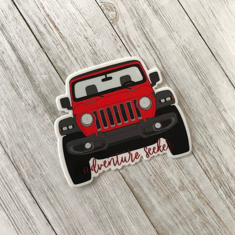 ADVENTURE SEEKER 4X4 VINYL STICKER, Colour: RED