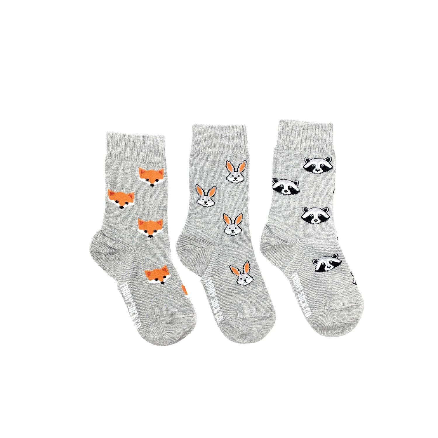 Kid's Fox, Raccoon, &amp; Bunny Socks, Size: Age 8 - 12