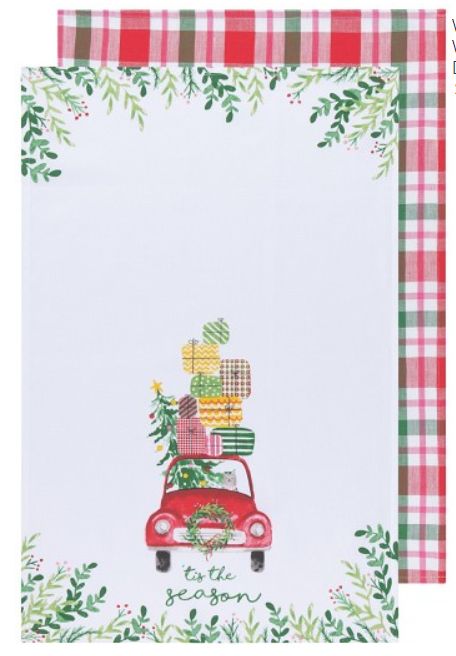 Linen Blend Dishtowel, Design: Winter Wheels