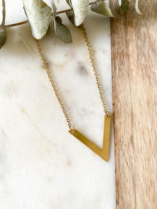 V Necklace, Material: Brass