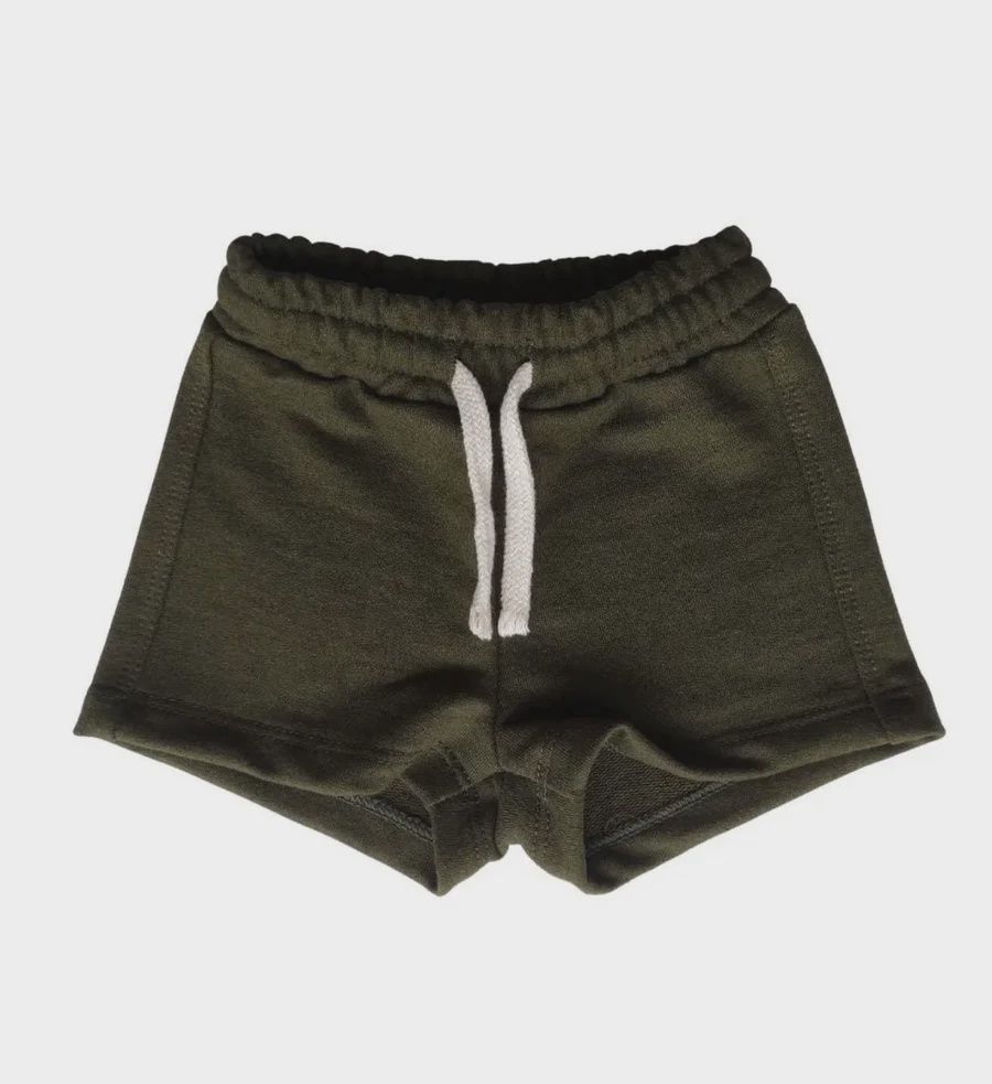 French Terry Shorts, Colour: Olive, Size: 9-12m