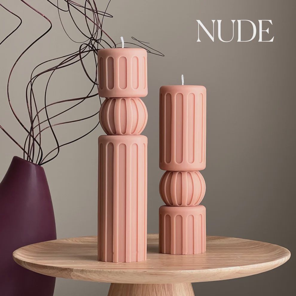 Roman Tall Pillar Candle, Colour: Nude