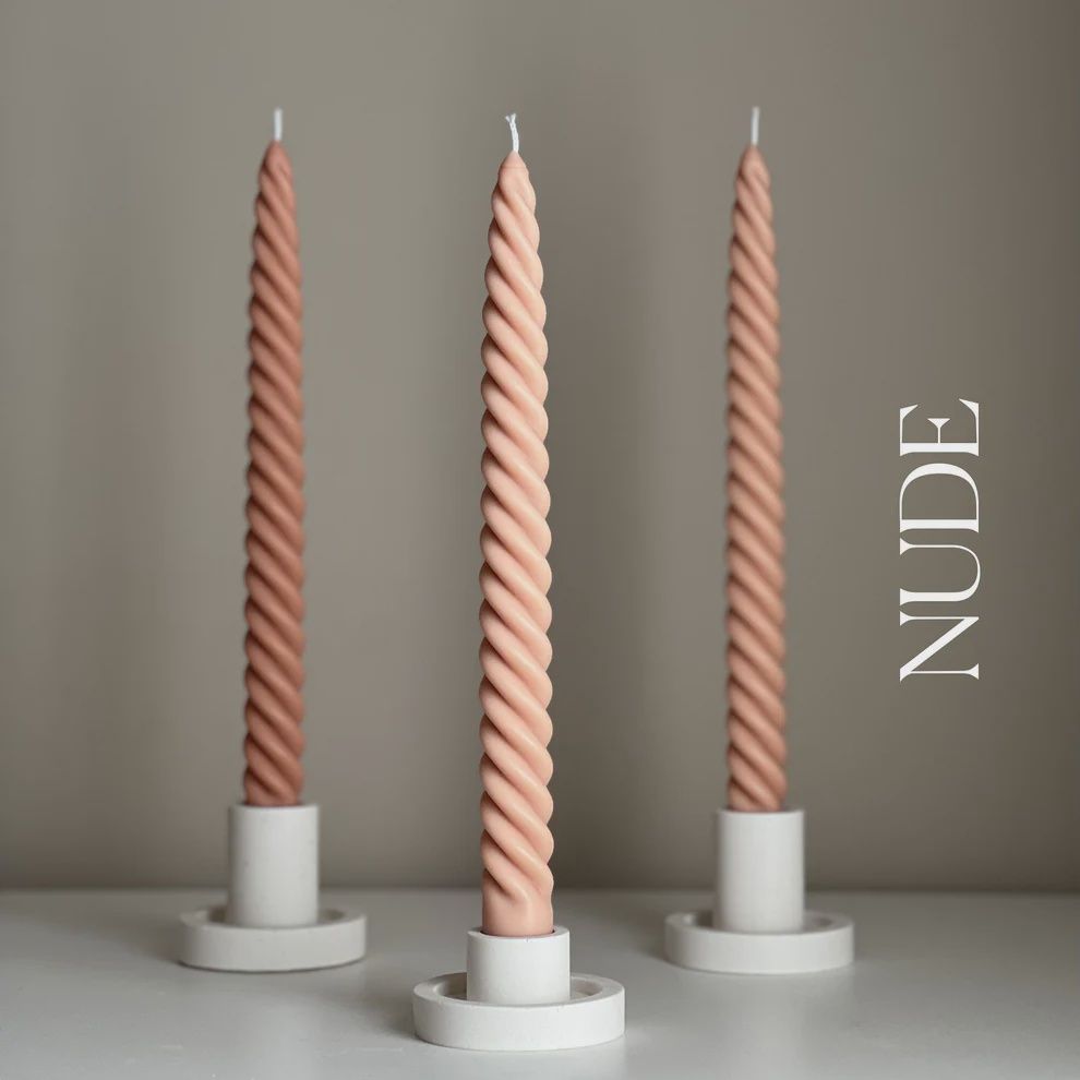 Tall Twisted Taper Candle / 01, Colour: Nude