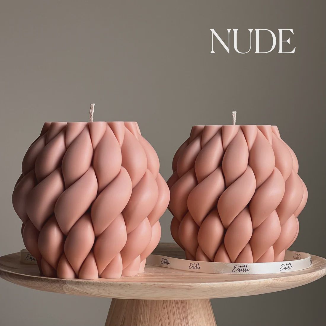 Huge Swirl Twisted Candle, Colour: Nude