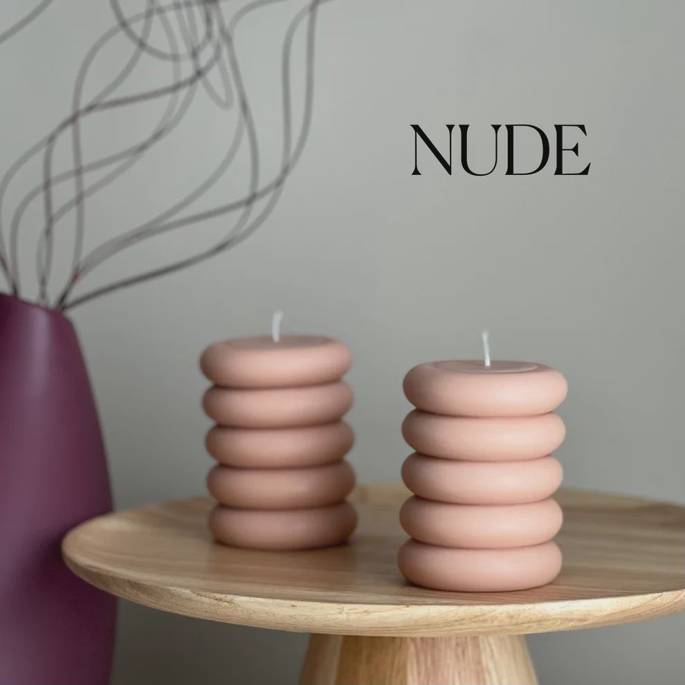 Round Pillar Candle, Colour: Nude