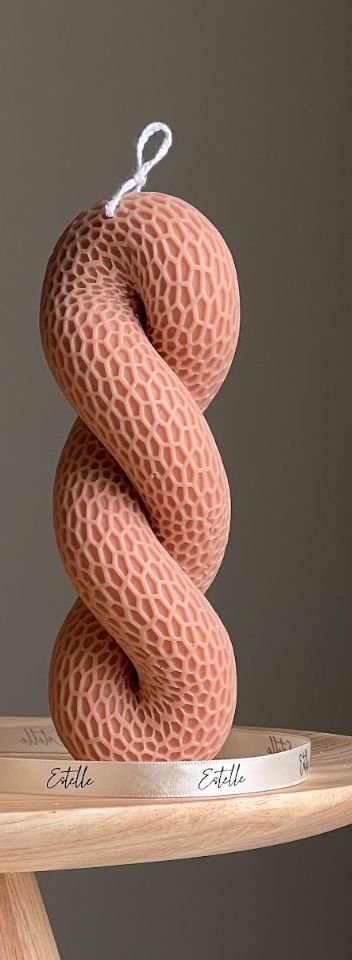 Twisted Tall Knot Snail Shaped Candle, Colour: Nude