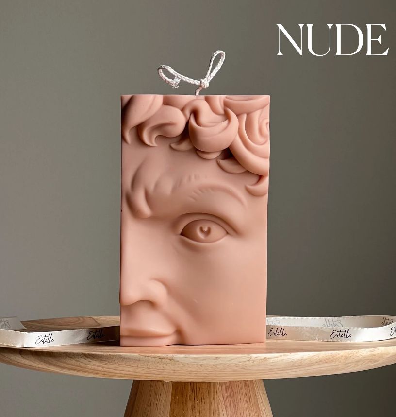 Half David's Head Male Bust Candle, Colour: Nude
