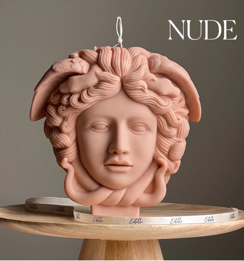 Huge Medusa Woman Head With Snakes Candle, Colour: Nude