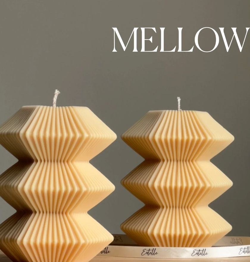 Large Ribbed Hexagon Unscented Candle, Colour: Mellow