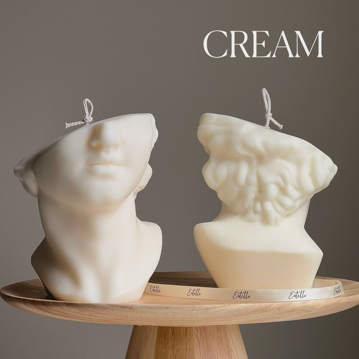 Huge Half David's Face Candle, Colour: Cream