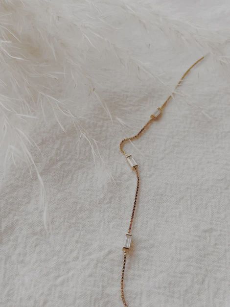 Baguette Box Chain Necklace, Colour: Clear