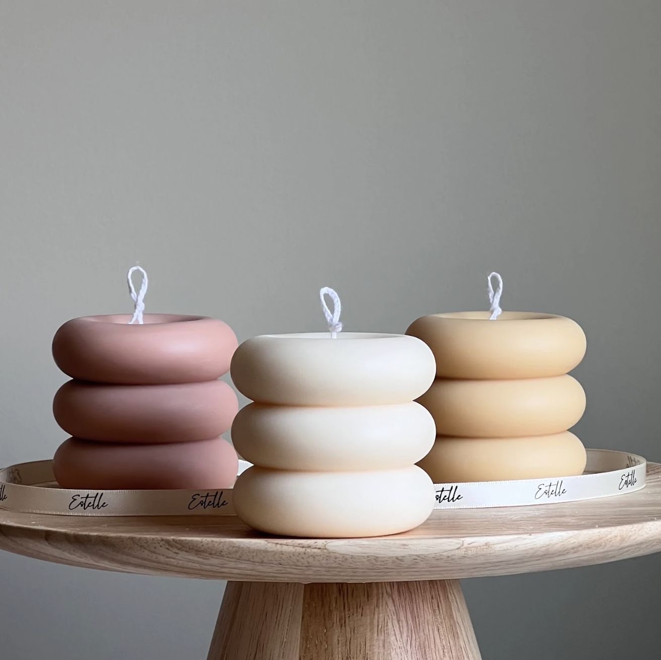 Short Round Pillar Candle, Colour: Nude