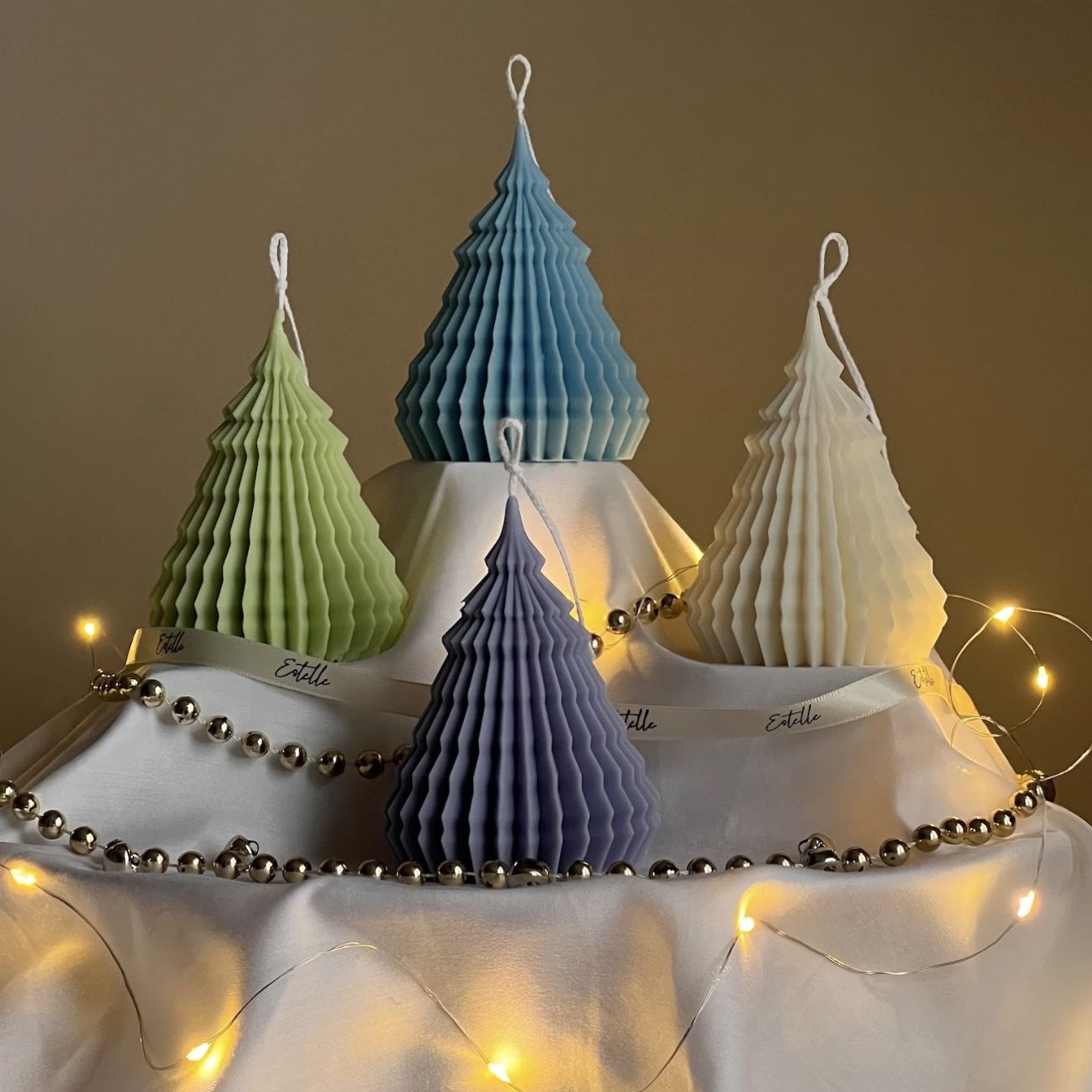 Origami Christmas Tree Candle, Colour: Mint