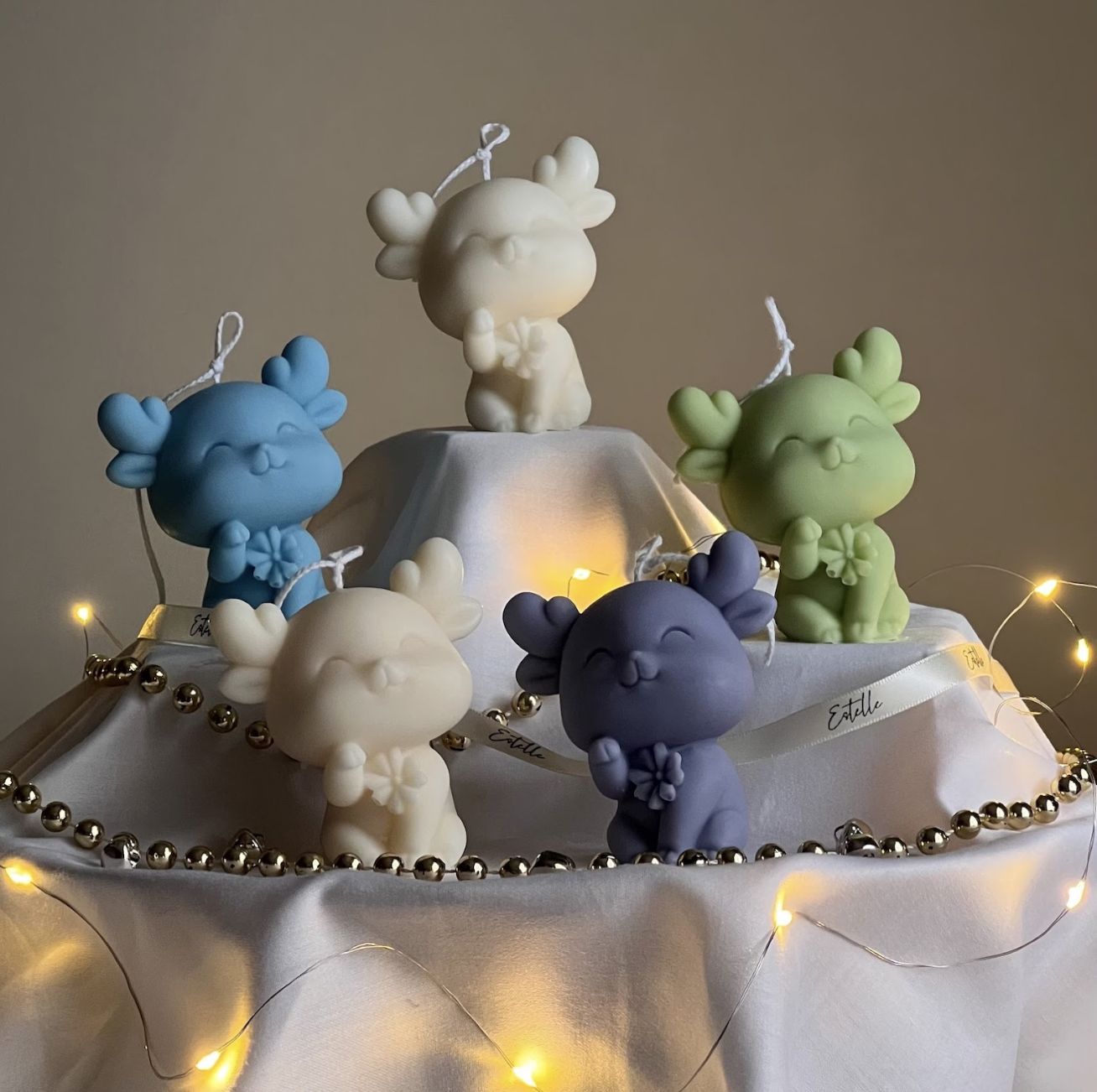 Cute Christmas Reindeer Candle Color, Colour: Mint