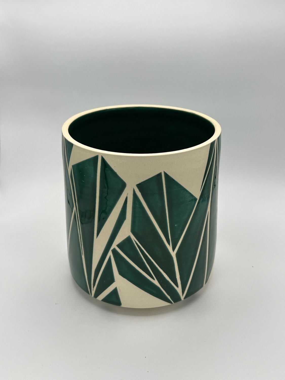 Geometric Planter, Colour: Green Tall