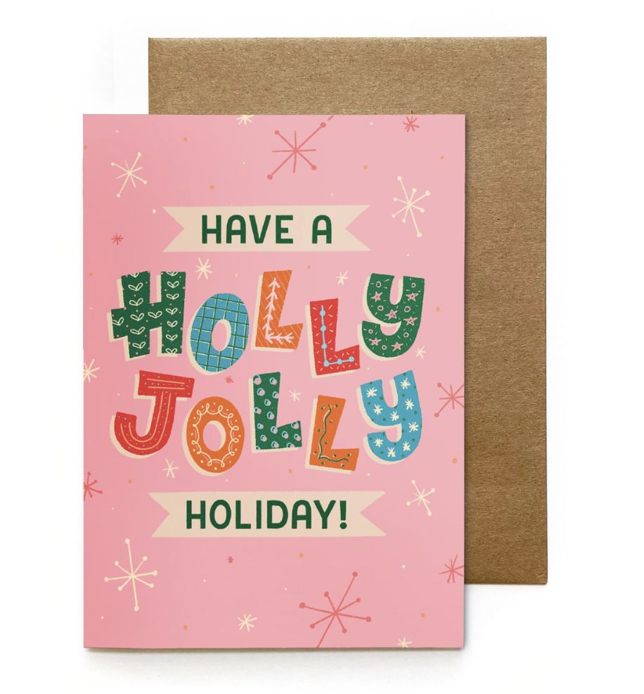 Holly Jolly Holiday Card Set, Quantity: Set of 5