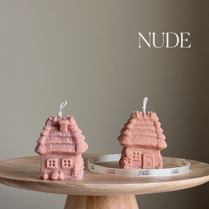 Cute House Candle, Colour: Nude