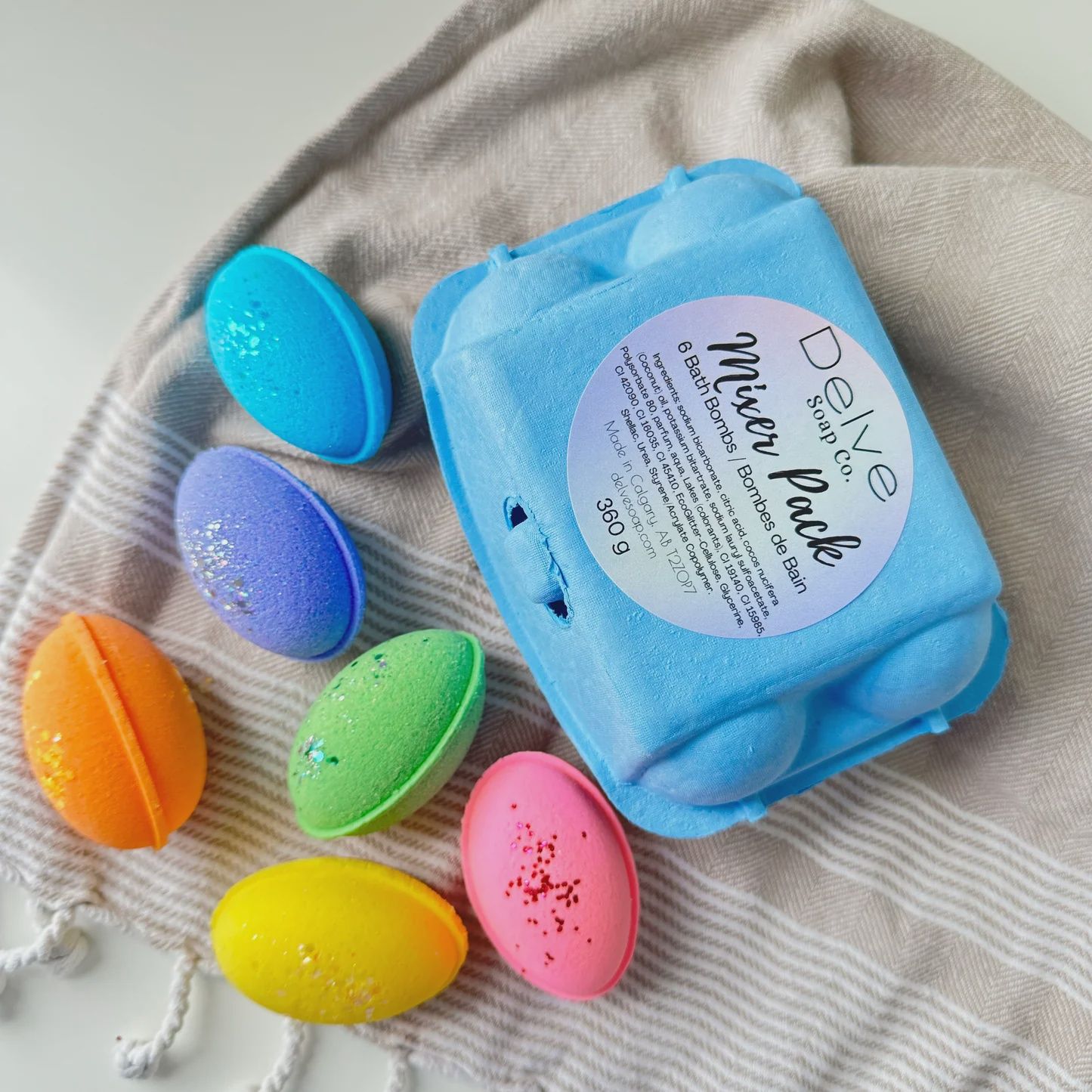 Egg Mixer Pack Bath Bombs, Colour: Blue Carton
