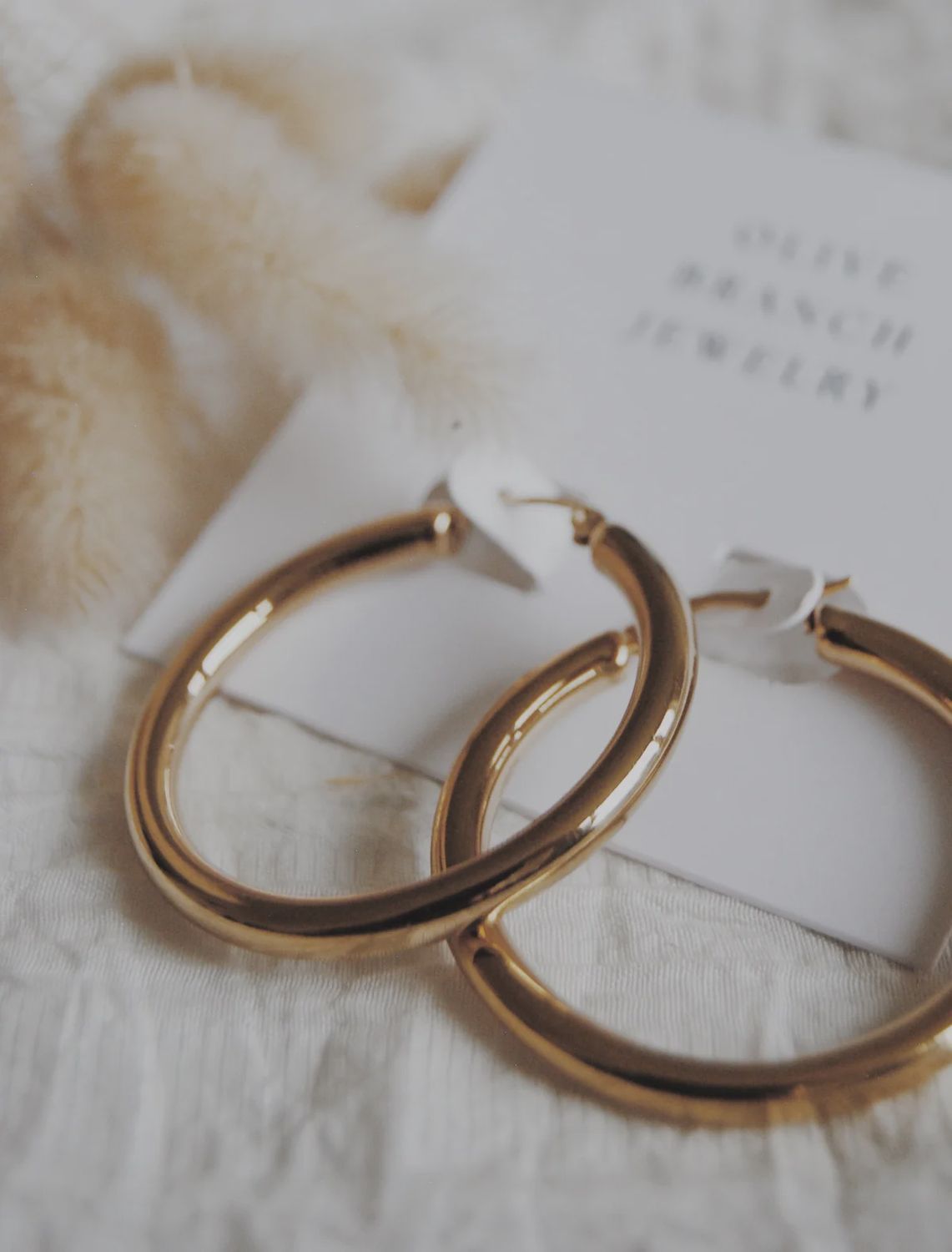 Chunky Tube Hoop Earrings, Colour: Gold