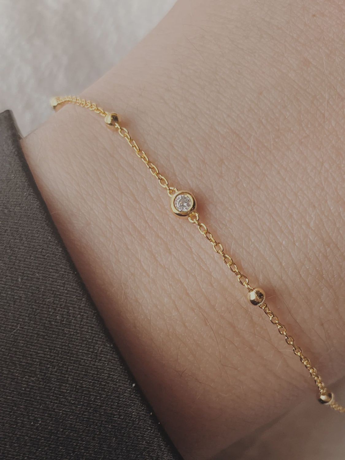 Satellite and Bezel Bracelet, Colour: Gold