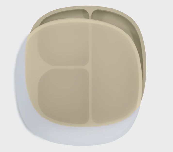Silicone Suction Plate with compartments, Colour: Beige