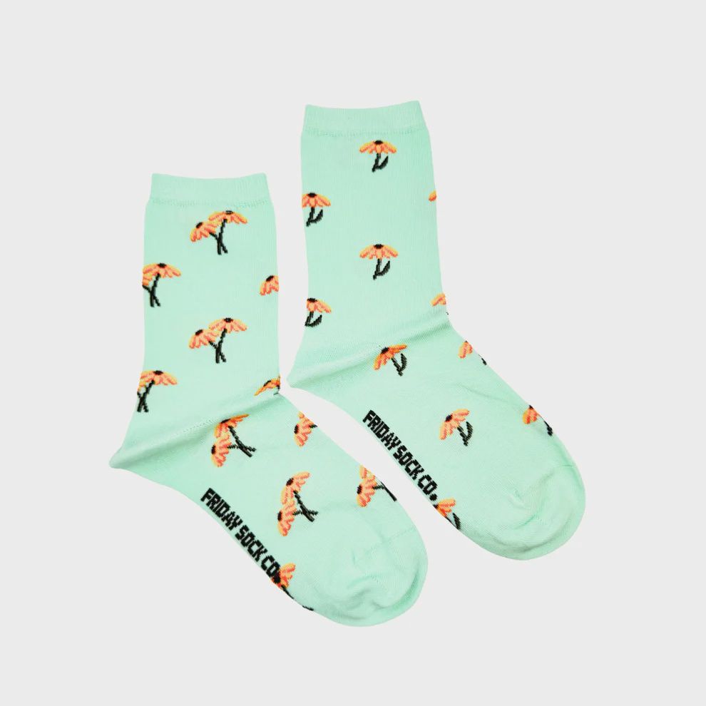 Women's Mini Black Eyed Susan Mismatched Crew Socks