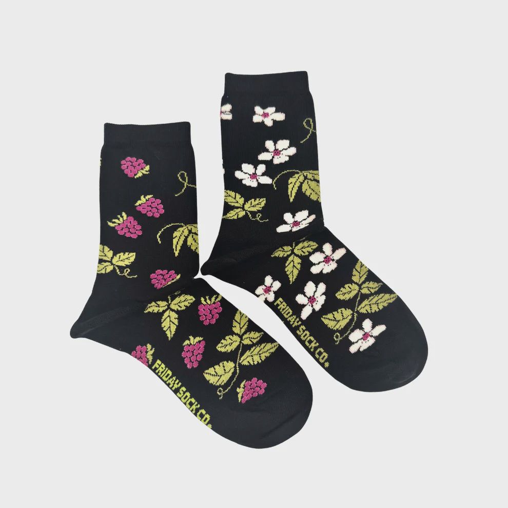 Women's Raspberry Bloom Mismatched Crew Socks