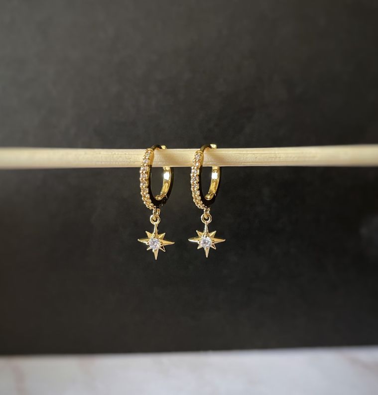 Cubic Zirconia Star Hoops