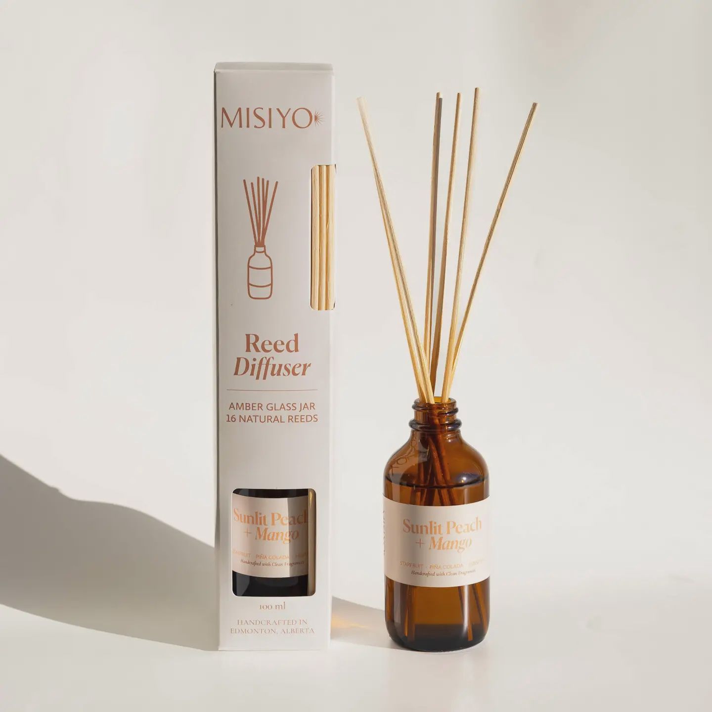 Sunlit Peach + Mango | Clean Reed Diffuser | Diffuser Set (with box + reeds)