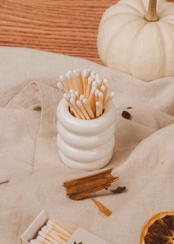 Ceramic match pot | White