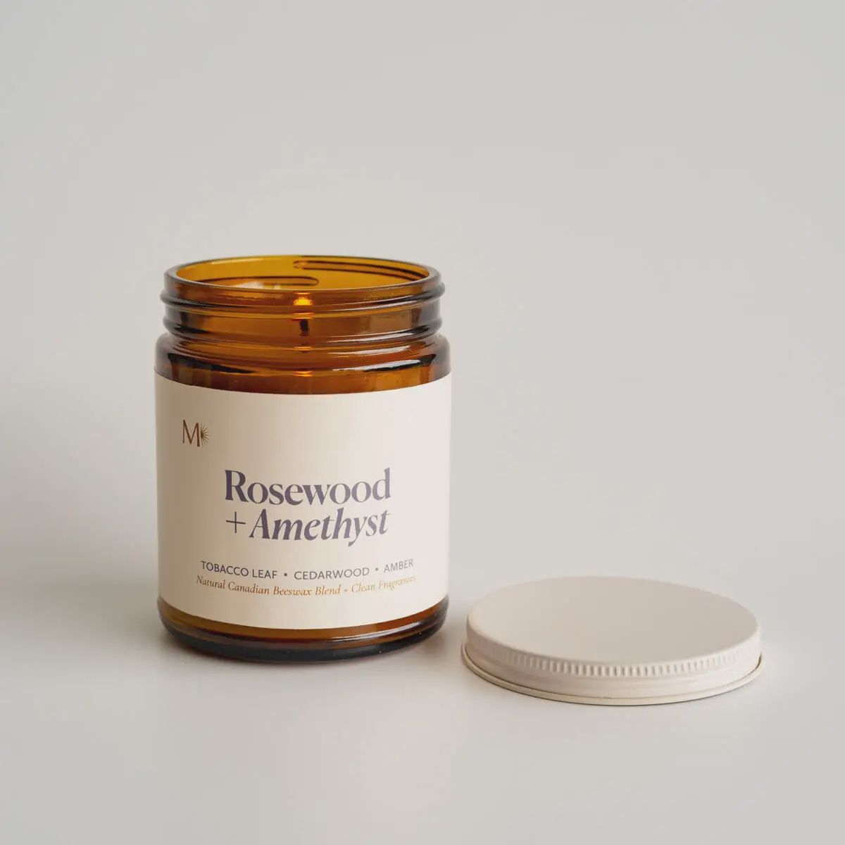 Rosewood + Amethyst | Canadian Beeswax Candle