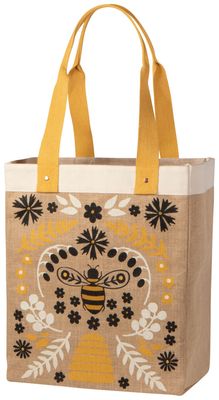 Bee Garden Large Burlap Shopping Bag