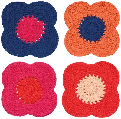 Poppy Crochet Coasters Set of 4 Assorted
