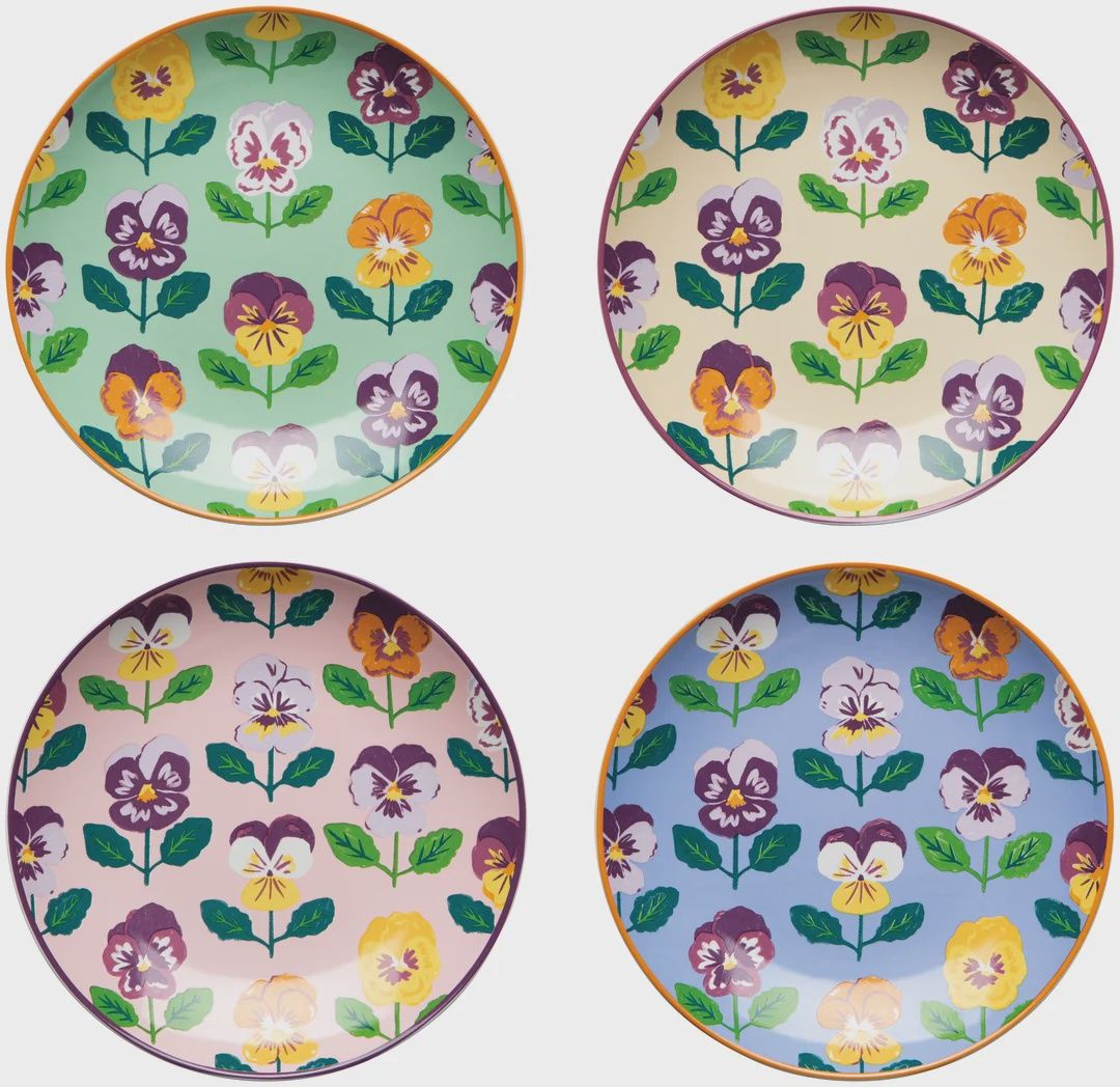 Pansy Appetizer Plates Set of 4 Assorted